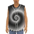 Black And White Spiral Dot Print Sleeveless Baseball Jersey