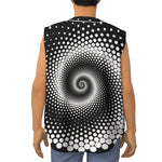 Black And White Spiral Dot Print Sleeveless Baseball Jersey