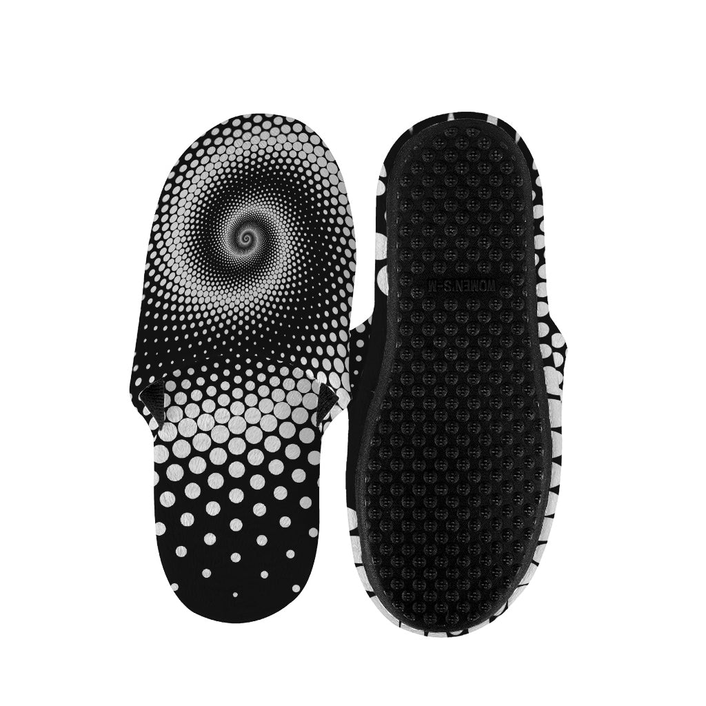 Black And White Spiral Dot Print Slippers