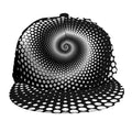 Black And White Spiral Dot Print Snapback Cap