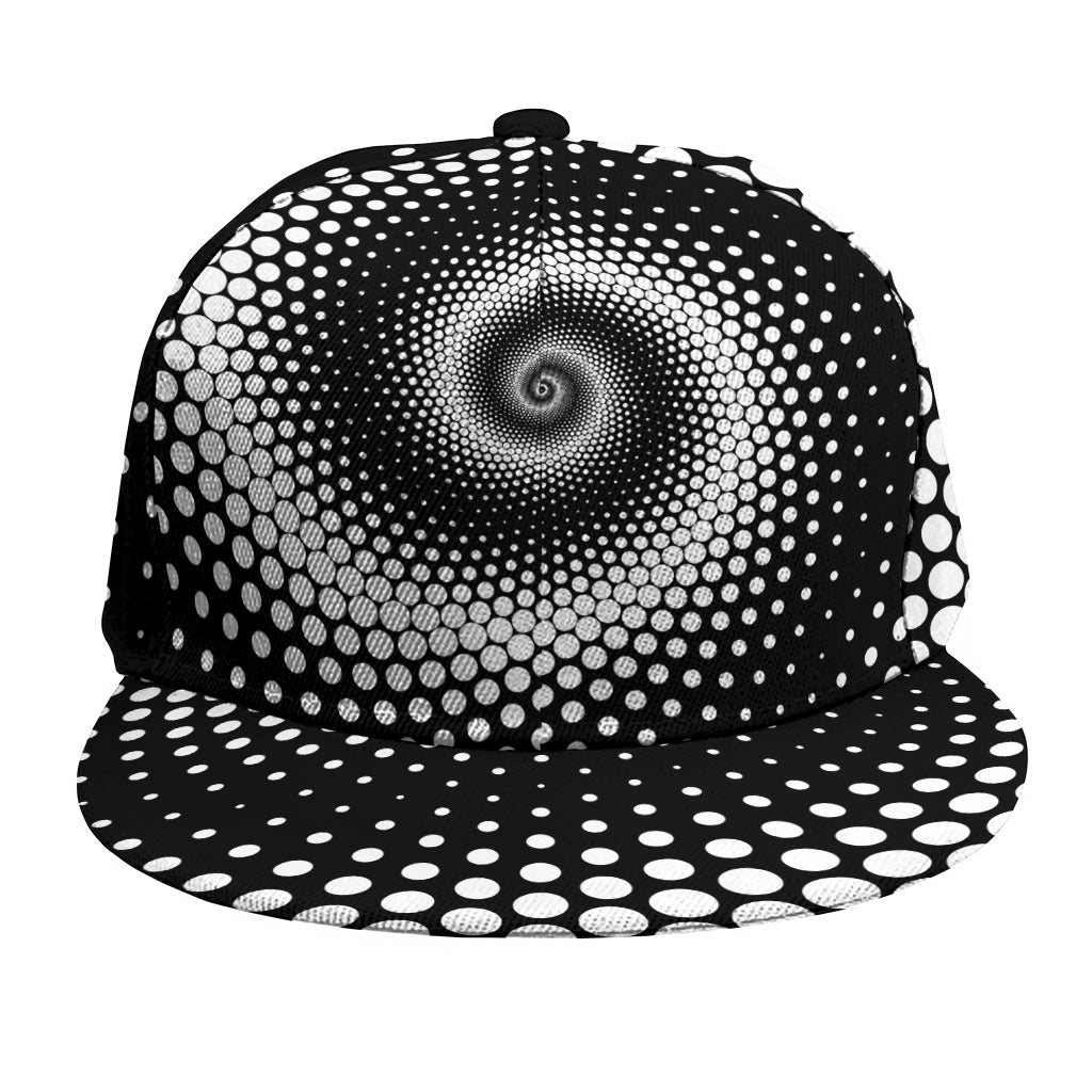 Black And White Spiral Dot Print Snapback Cap