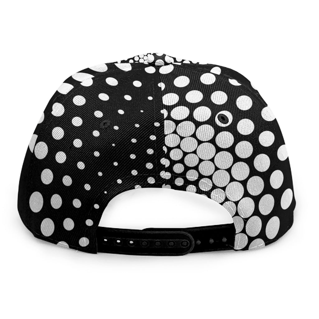 Black And White Spiral Dot Print Snapback Cap