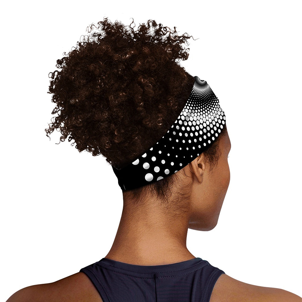 Black And White Spiral Dot Print Sports Headband