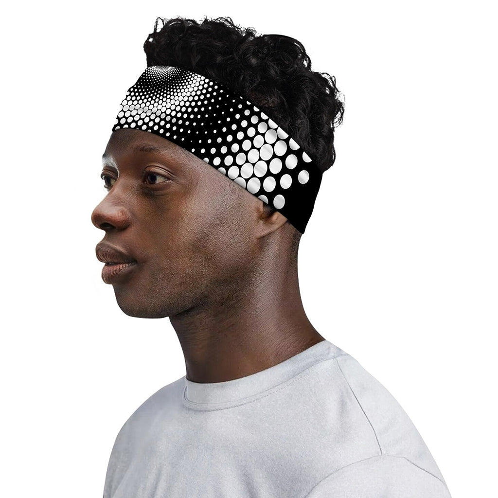 Black And White Spiral Dot Print Sports Headband