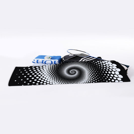 Black And White Spiral Dot Print Sports Towel