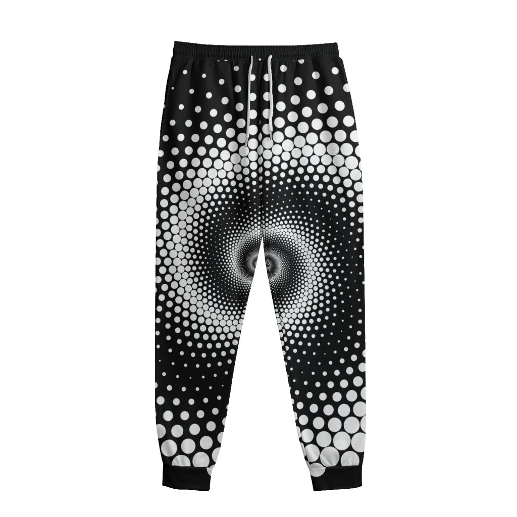 Black And White Spiral Dot Print Sweatpants