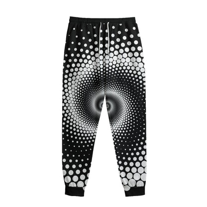 Black And White Spiral Dot Print Sweatpants