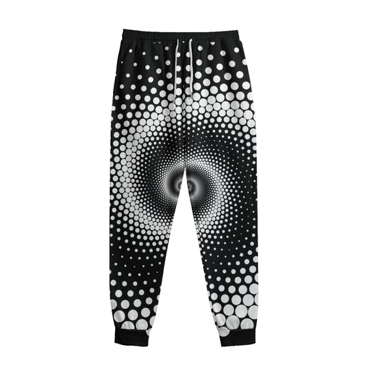 Black And White Spiral Dot Print Sweatpants