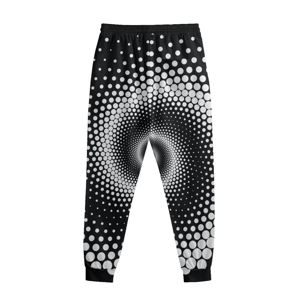 Black And White Spiral Dot Print Sweatpants