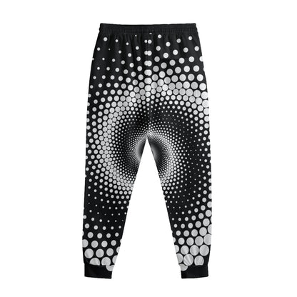 Black And White Spiral Dot Print Sweatpants