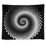 Black And White Spiral Dot Print Tapestry