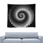 Black And White Spiral Dot Print Tapestry