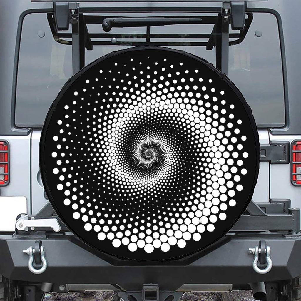 Black And White Spiral Dot Print Tire Cover