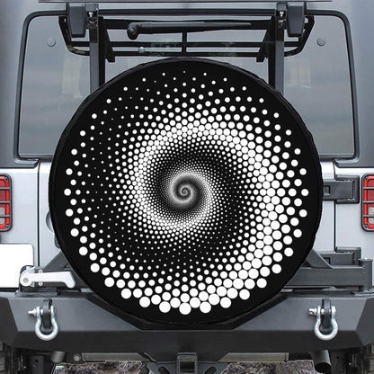Black And White Spiral Dot Print Tire Cover