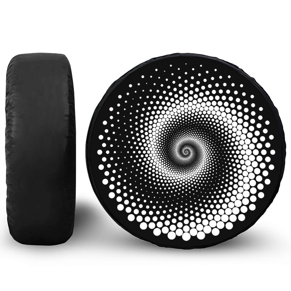 Black And White Spiral Dot Print Tire Cover