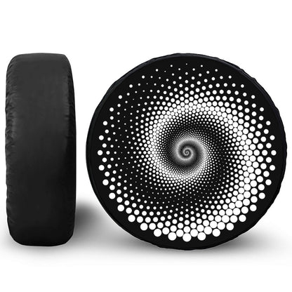 Black And White Spiral Dot Print Tire Cover