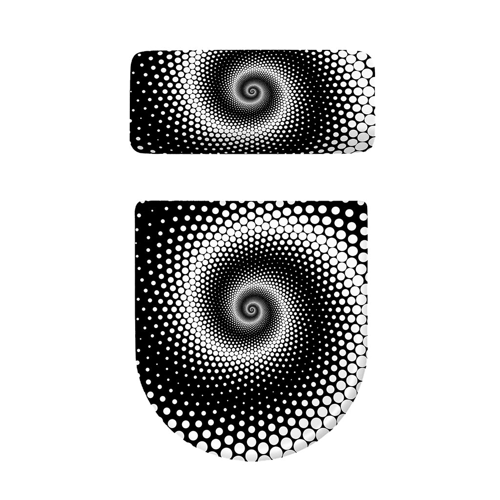 Black And White Spiral Dot Print Toilet Lid And Tank Cover Set