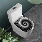 Black And White Spiral Dot Print Toilet Lid Cover