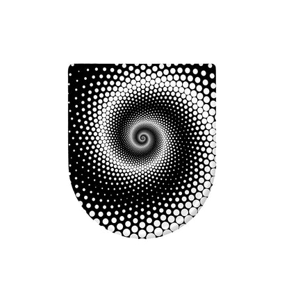 Black And White Spiral Dot Print Toilet Lid Cover