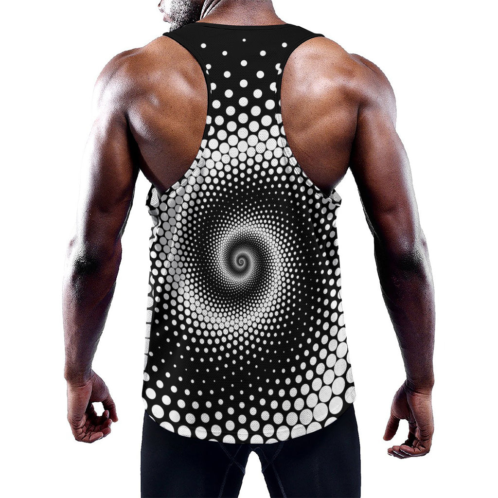 Black And White Spiral Dot Print Training Tank Top