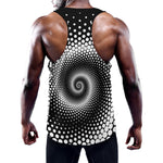 Black And White Spiral Dot Print Training Tank Top