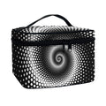 Black And White Spiral Dot Print Travel Makeup Bag