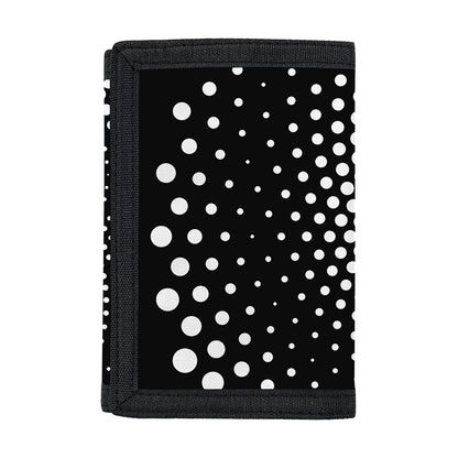 Black And White Spiral Dot Print Trifold Wallet