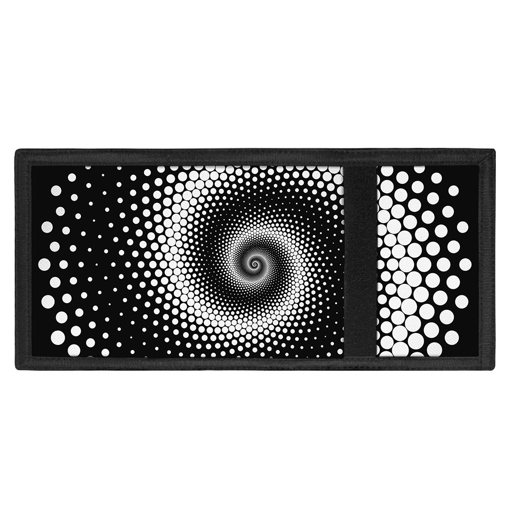 Black And White Spiral Dot Print Trifold Wallet