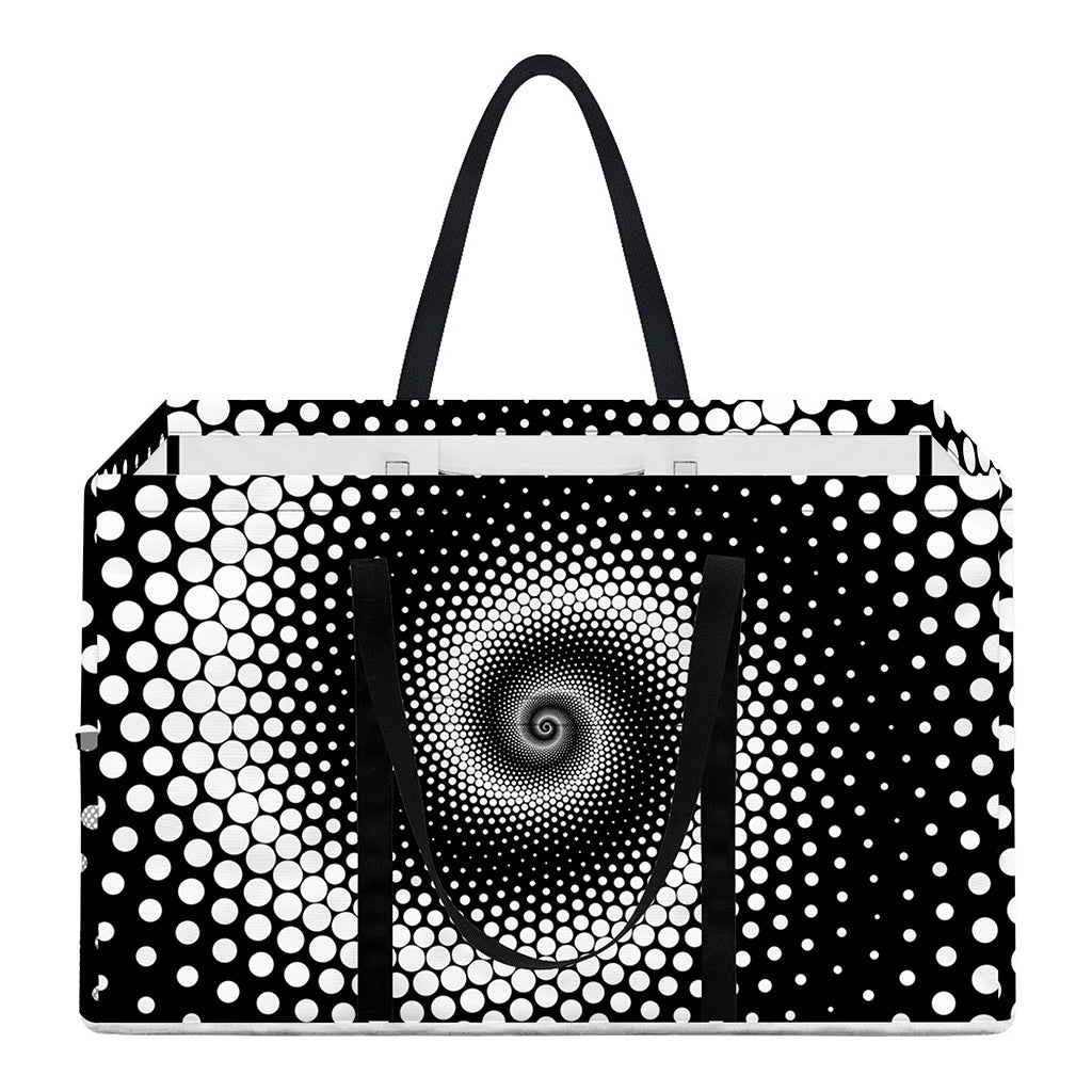 Black And White Spiral Dot Print Utility Tote Bag