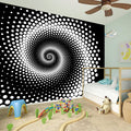 Black And White Spiral Dot Print Wall Sticker