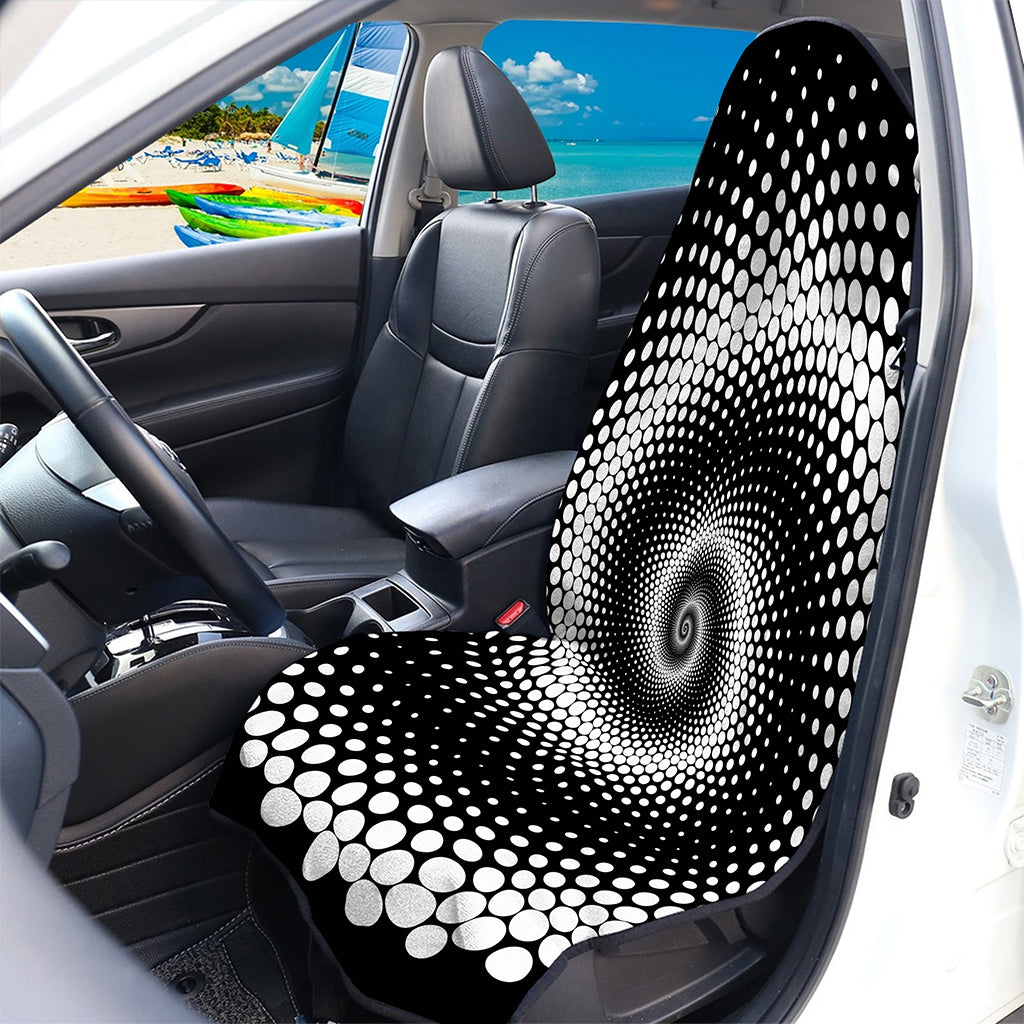Black And White Spiral Dot Print Waterproof Car Seat Cover
