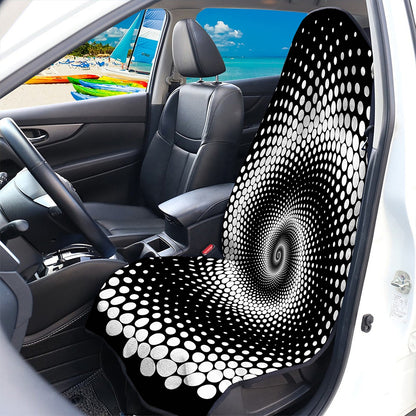 Black And White Spiral Dot Print Waterproof Car Seat Cover