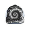Black And White Spiral Dot Print White Mesh Trucker Hat