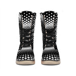 Black And White Spiral Dot Print Winter Boots