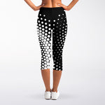 Black And White Spiral Dot Print Women's Capri Leggings