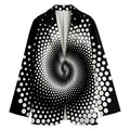 Black And White Spiral Dot Print Women's Cotton Blazer