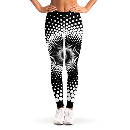Black And White Spiral Dot Print Women's Leggings