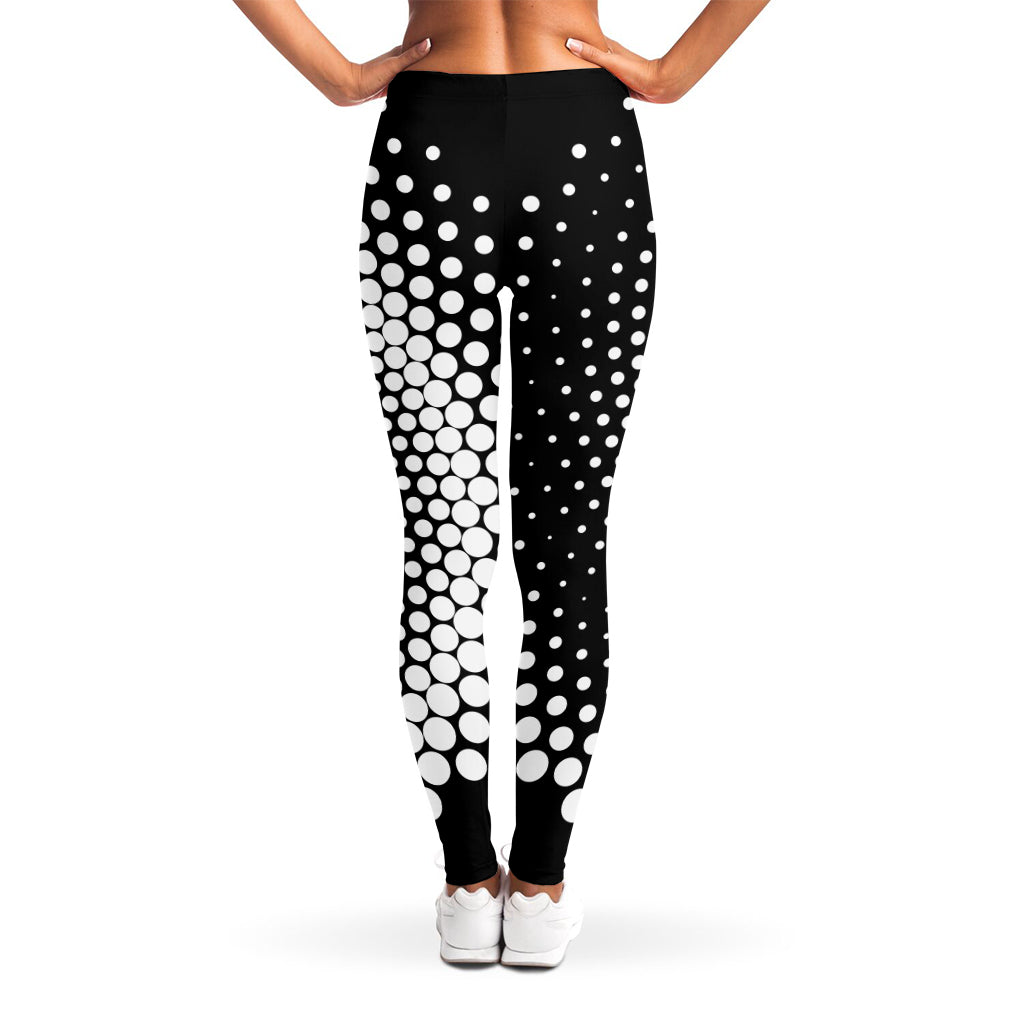 Black And White Spiral Dot Print Women's Leggings