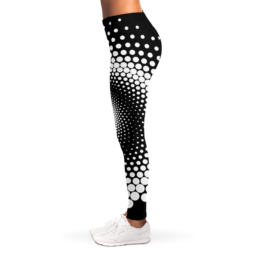 Black And White Spiral Dot Print Women's Leggings