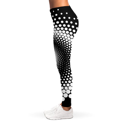 Black And White Spiral Dot Print Women's Leggings