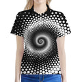 Black And White Spiral Dot Print Women's Polo Shirt