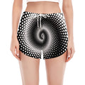 Black And White Spiral Dot Print Women's Split Running Shorts