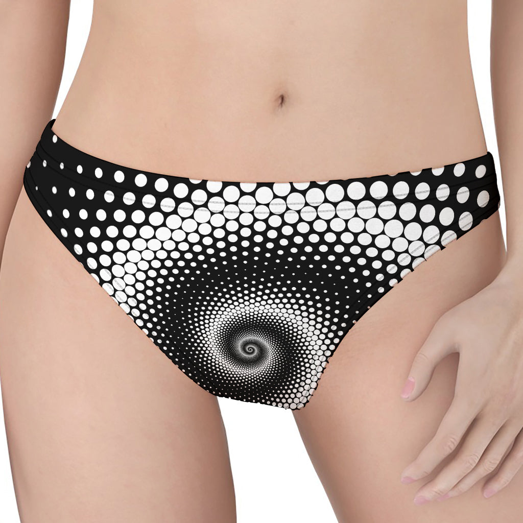 Black And White Spiral Dot Print Women's Thong