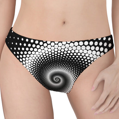 Black And White Spiral Dot Print Women's Thong