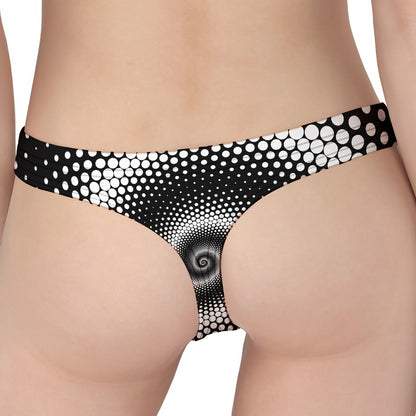 Black And White Spiral Dot Print Women's Thong