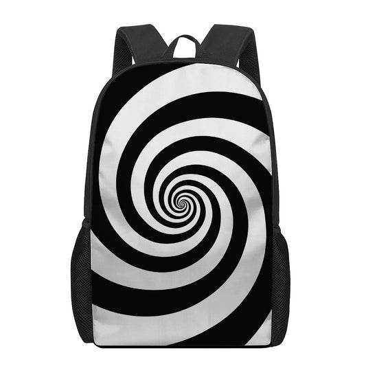 Black And White Spiral Illusion Print 17 Inch Backpack