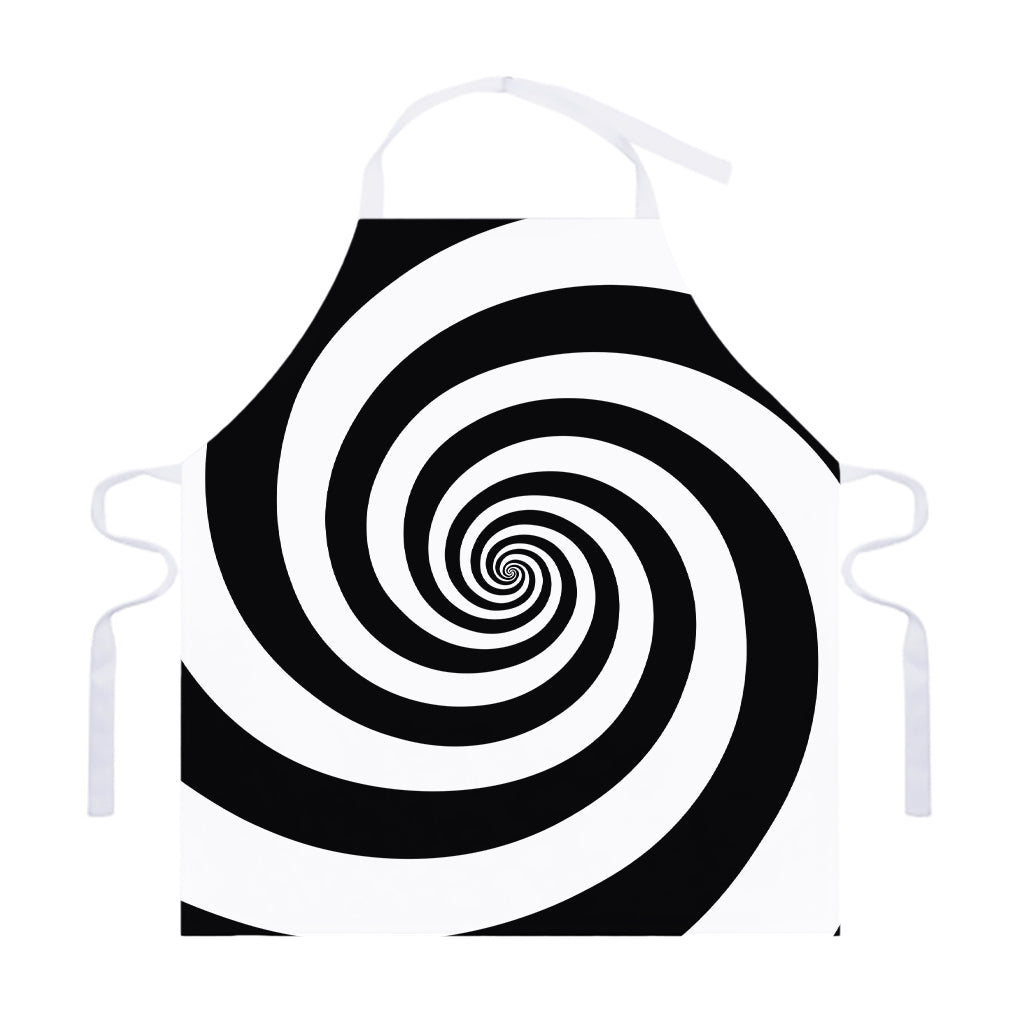 Black And White Spiral Illusion Print Adjustable Apron