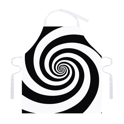 Black And White Spiral Illusion Print Adjustable Apron