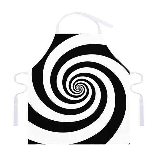 Black And White Spiral Illusion Print Adjustable Apron
