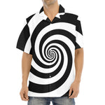 Black And White Spiral Illusion Print Aloha Shirt